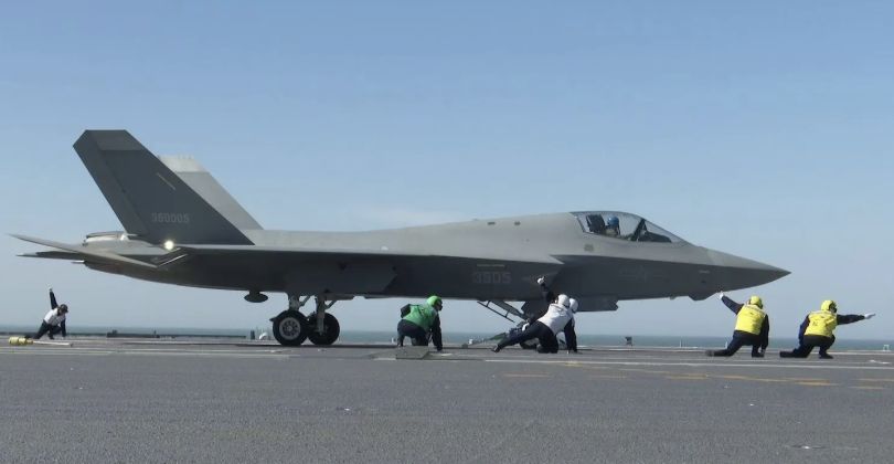Chinese PLA Navy J-35 Carrier Based Variant on the Supercarrier Fujian