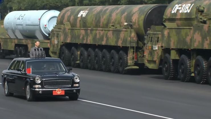 Chinese President Xi Jinping Drives Past JL-3, DF-61 and DF-31BJ ICBMs