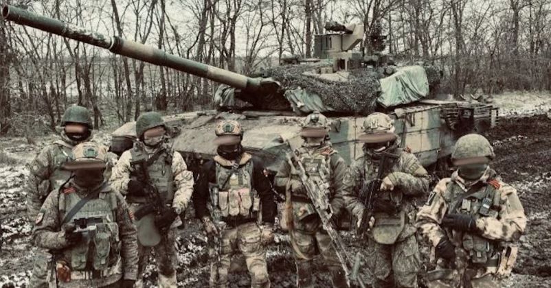 Russian 40th Guards Naval Infantry with T-90M Tank 