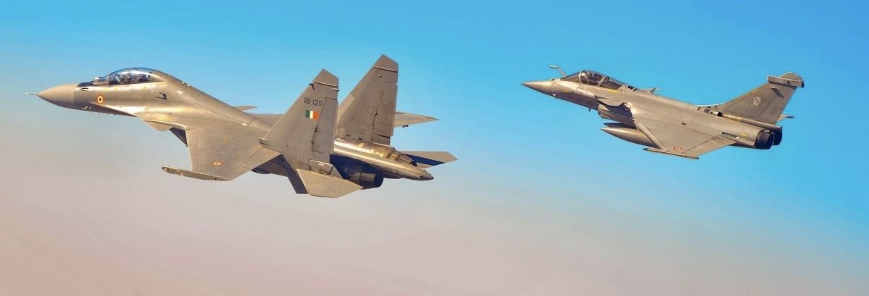Indian Air Force Su-30MKI (front) and Rafale Fighters