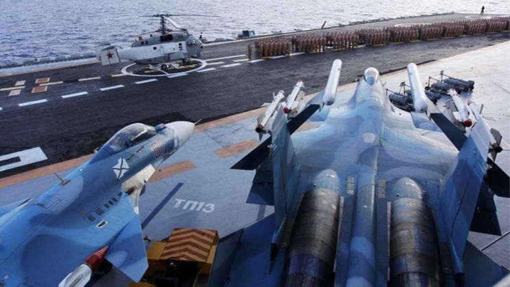 Deck of the Russian Navy Carrier Admiral Kuznetsov