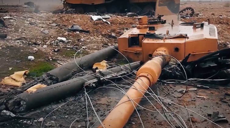 Remains of Destroyed Turkish Leopard 2 Tank