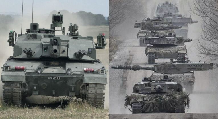 Challenger 2 (left) and Leopard 2 Tanks