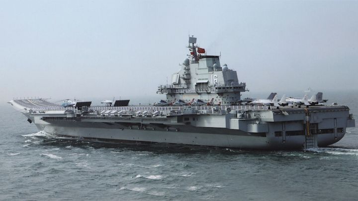 Chinese Carrier Liaoning with J-15 Flying Shark Fighters
