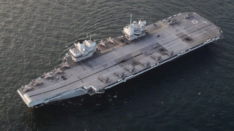 British Carrier HMS Queen Elizabeth with American F-35B Fighters