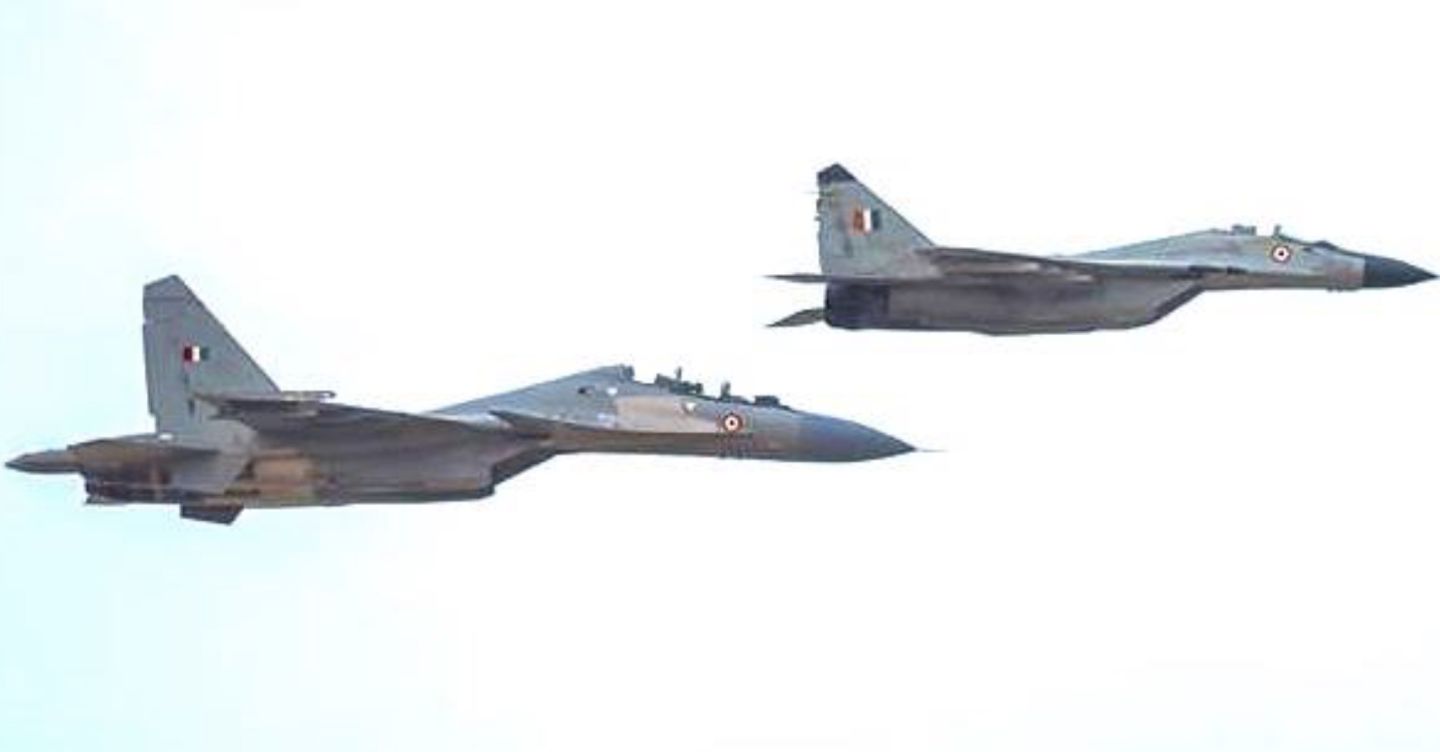 Indian Air Force MiG-29 Medium Fighter and Su-30MKI Heavyweight Fighter 