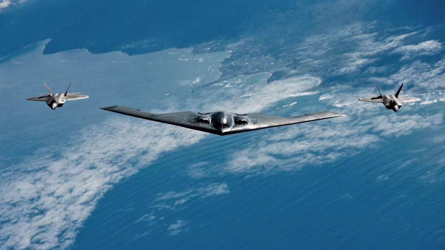 B-2 Spirit Stealth Bomber and F-22 Raptor Stealth Fighters 