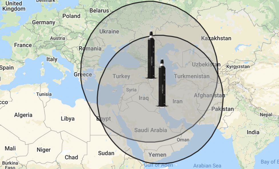 Coverage of Khorramshahr Ballistic Missiles From Western Iran
