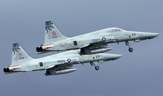 Taiwanese Air Force F-5E Tiger II Twin Engine Light Fighters
