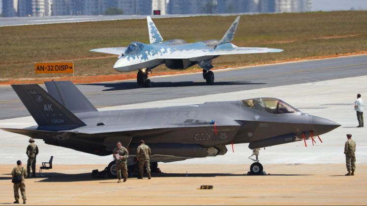 U.S. Air Force F-35A and Su-57 Prototype at Aero India 2025