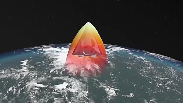 Artwork Showing Hypersonic Glide Vehicle Flying Towards Target