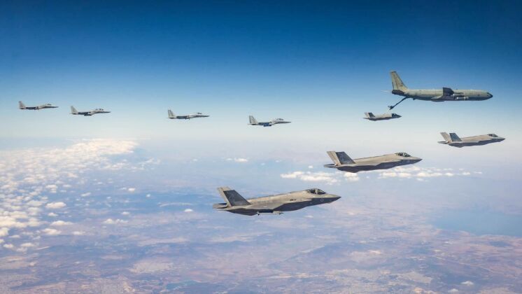 Israeli F-35s and F-15s Refuel During Simulated Attack on Iran