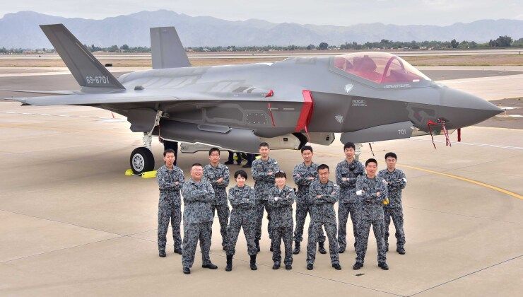 Japanese Air Self Defence Force F-35A Fighter and Personnel