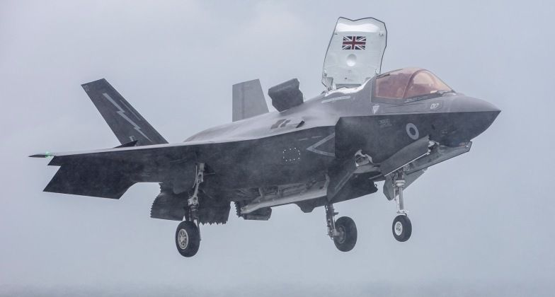 British Royal Navy F-35B During Vertical Landing