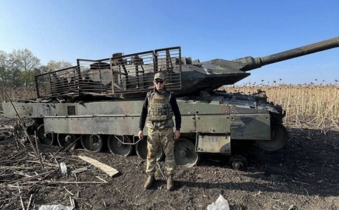 Destroyed Ukrainian Army Leopard 2A6 Tank Near Kursk Border 