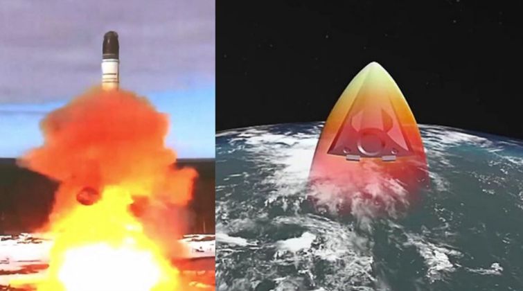 Russian Sarmat ICBM and Avangard Glide Vehicle (artwork)