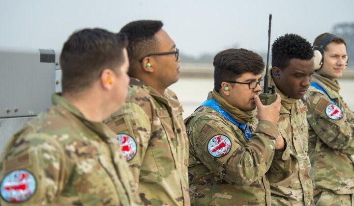 U.S. Air Force Personnel with Badges Showing Reapers Targeting China