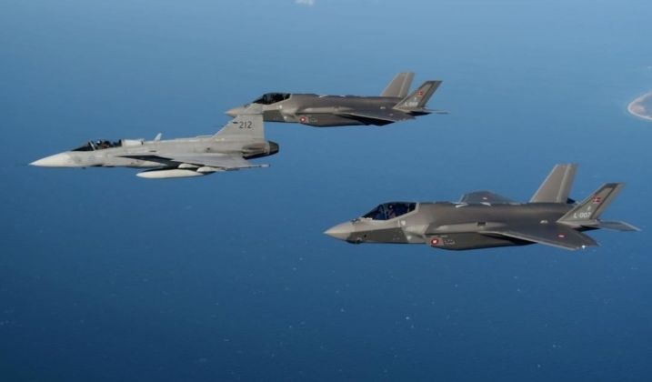 Gripen Leads Two F-35s in Formation