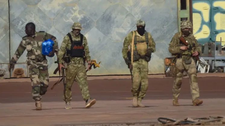 Three Wagner Group Contractors with Local Soldier in Northern Mali