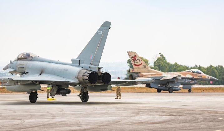 British Eurofighter and Israeli F-16 at Ramat David Airbase