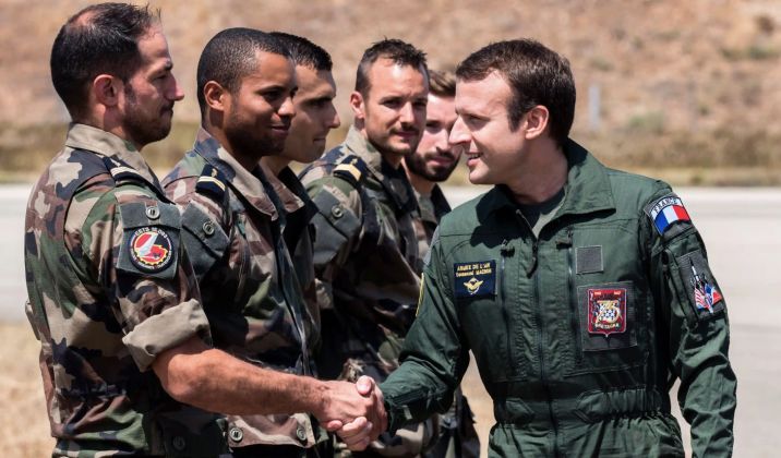 Emmanuel Macron Meets French Airmen