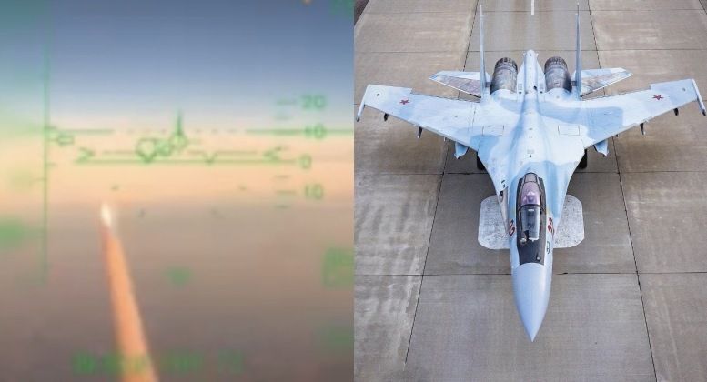 Su-35 Air to Air Missile Launch Over Ukraine