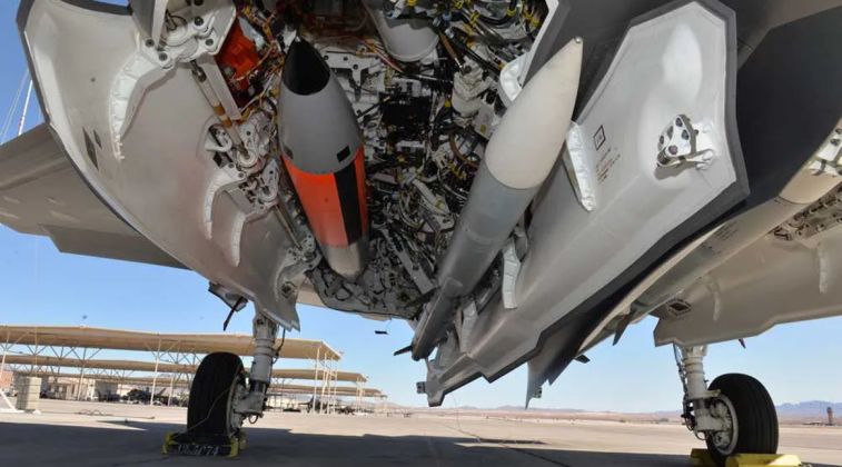 B61-12 and AIM-120 Missile in F-35 Internal Weapons Bay