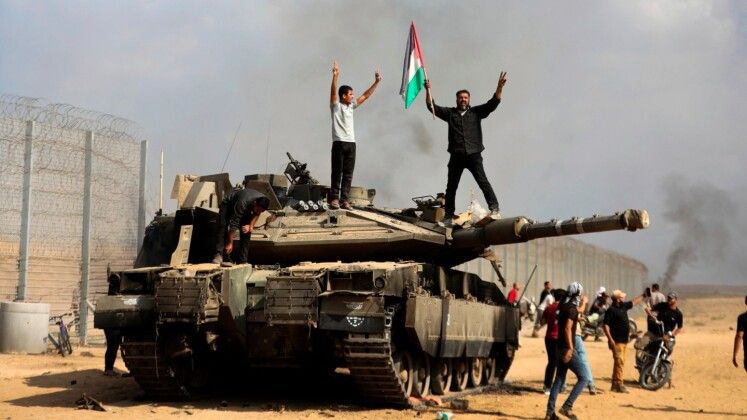 Israeli Merkava Tank Captured By Palestinian Forces Early in the Conflict