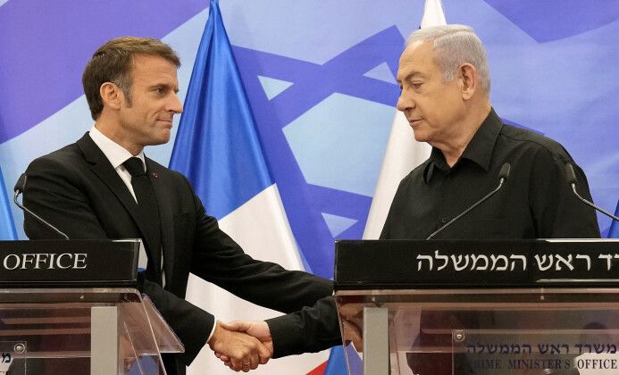 French President Macron Meets Israeli Prime Minister Netanyahu