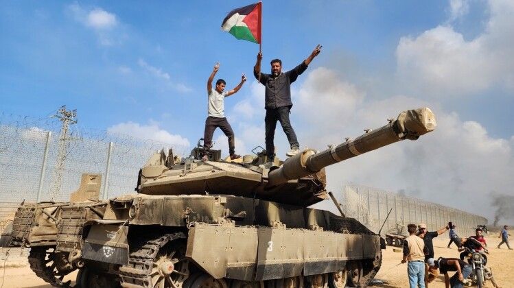 Israeli Merkava IV Tank Captured During Hamas Offensives 