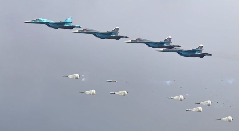 Su-34 Dropping Guided Bombs
