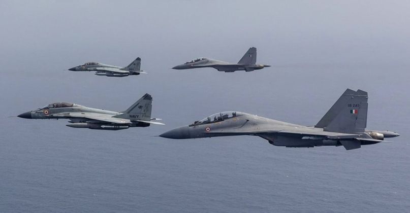 Indian Air Force Su-30MKI and Navy MiG-29K Fighters