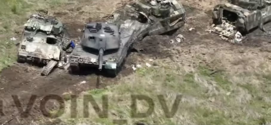 Destroyed Leopard 2A6 Tank and Bradley Vehicles in June 2023