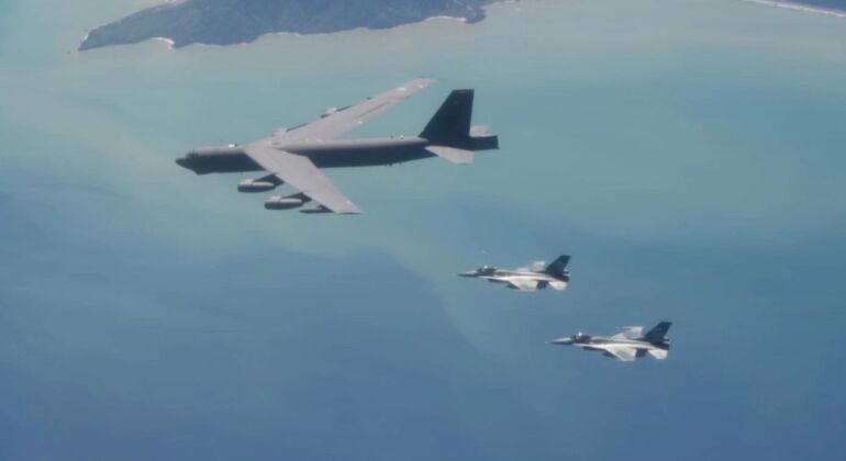 Indonesian Air Force F-16s Escort B-52H