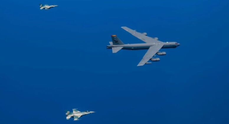 Indonesian Air Force F-16s Escort B-52H