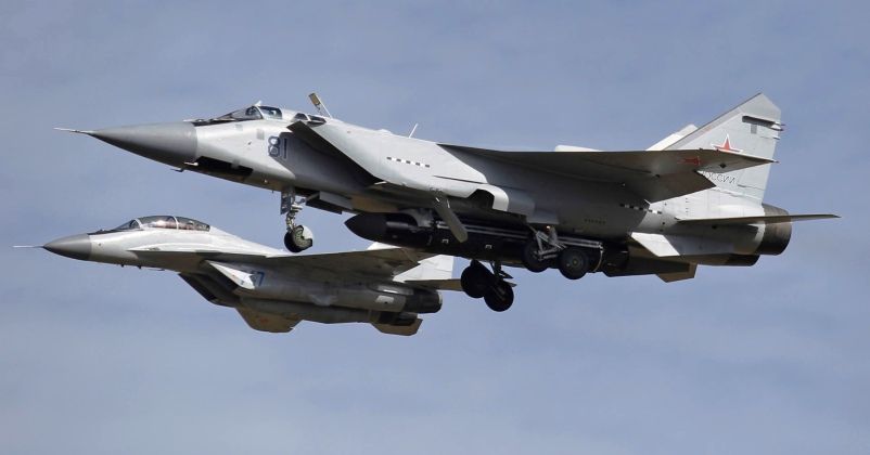 MiG-31 with Anti Satellite Missile and MiG-29 Escort