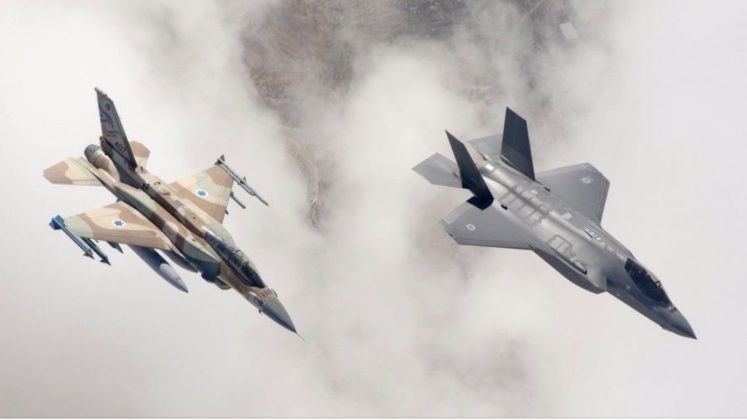 Israeli Air Force F-16 (left) and F-35