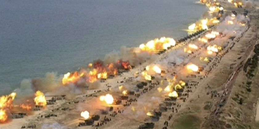 North Korean Mass Artillery Salvo During Exercises