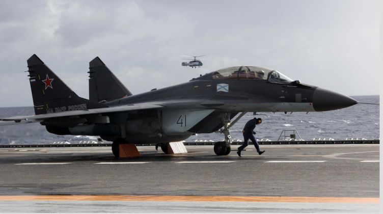 Russian Navy MiG-29K on Carrier Admiral Kuznetsov 