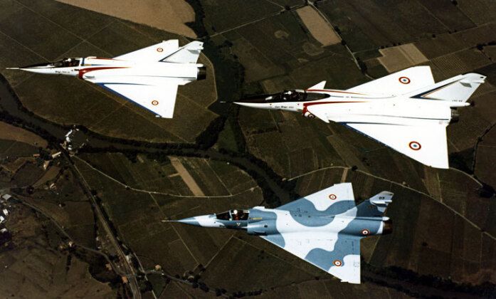 Mirage 2000s and Mirage 4000 in Formation