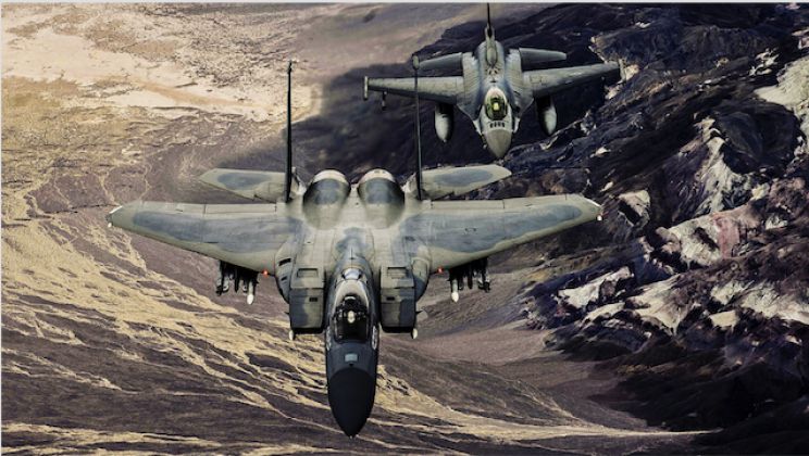 U.S. Air Force F-15 Heavyweight Fighter and Lightweight F-16
