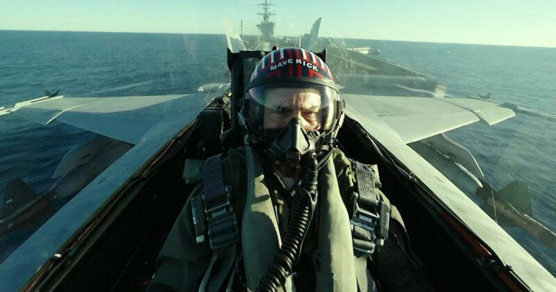 Tom Cruise as 'Maverick' Flying an F-18E in 'Top Gun: Maverick'