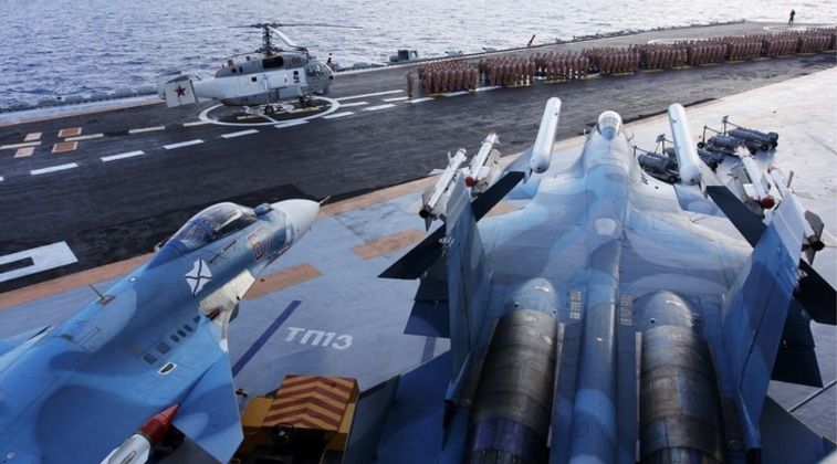 Su-33 Fighters on Deck of Admiral Kuznetsov 