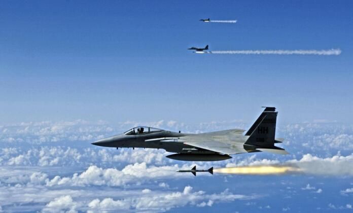 F-15s Launch AIM-7 Missiles