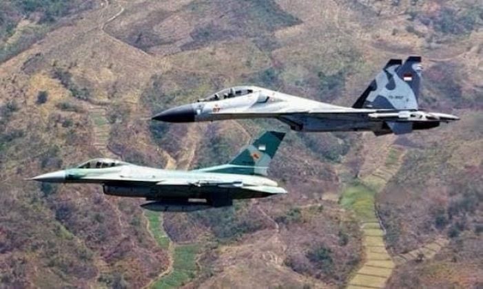 Indonesian Air Force F-16 and Su-27