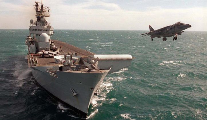 Invincible Class Carrier Launches Harrier Jump Jet