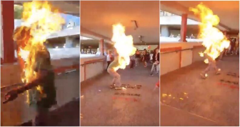 Hong Kong Civilian Burned Alive on Video for Confronting Pro-Democracy Militants