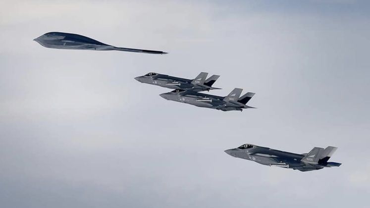 B-2 Spirit with F-35 Fighter Escort