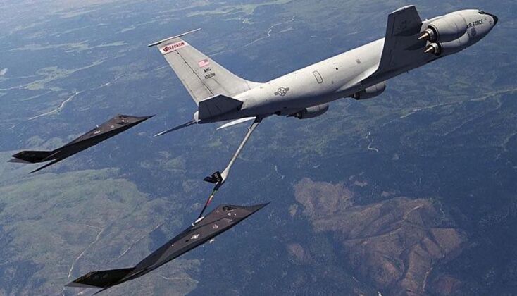 F-117 Stealth Fighters Refuel in the Air