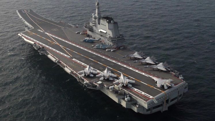 Chinese Carrier Shandong with J-15 Fighters
